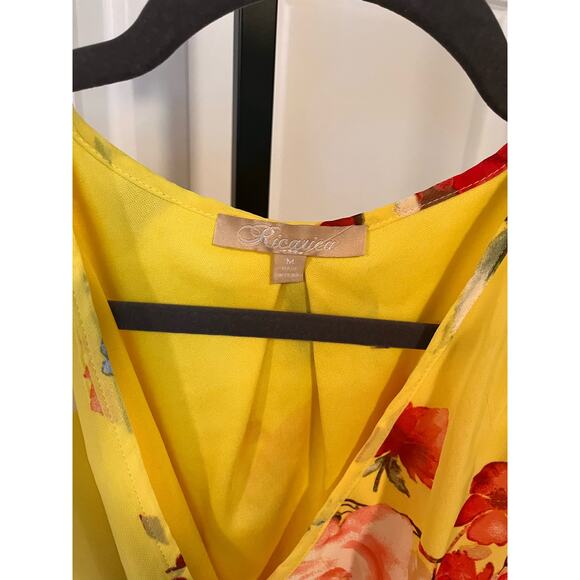 Yellow Floral Wrap Dress - Picture 3 of 5